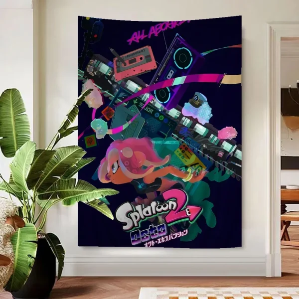 Game Splatoon 3 Printed Large Wall Tapestry Art Science Fiction Room Home Decor Decor Blanket 6