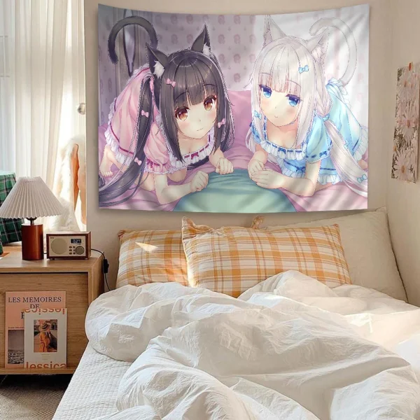 NEKOPARA Anime Hanging Bohemian Tapestry Cheap Hippie Wall Hanging Bohemian Wall Tapestries Mandala Wall Hanging Home Decor 2