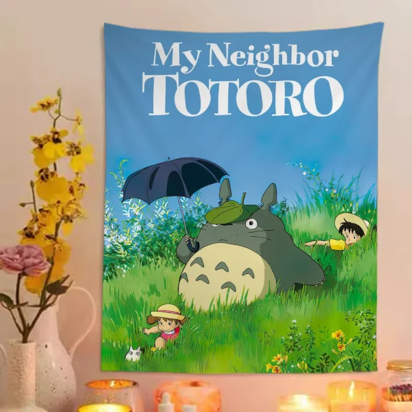 1PC Hayao Miyazaki Anime Movie Totoro Tapestry Printed Large Wall Tapestry Art Science Fiction Room Home Decor Decor Blanket 6