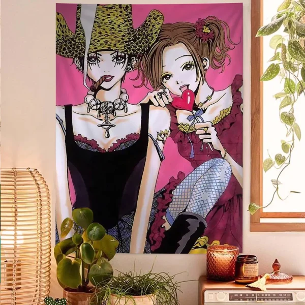 Japan Anime NANA Anime Tapestry Hippie Flower Wall Carpets Dorm Decor Cheap Hippie Wall Hanging 2