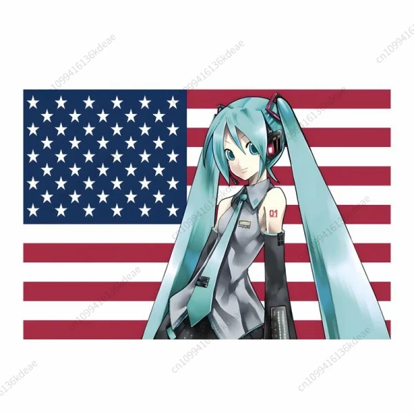 Anime Tapestry H-Hatsune M-Miku American Flag Wall Hanging Cloth Dorm Room Decor Wallpaper Banner tapestry Aesthetic Decorative 2
