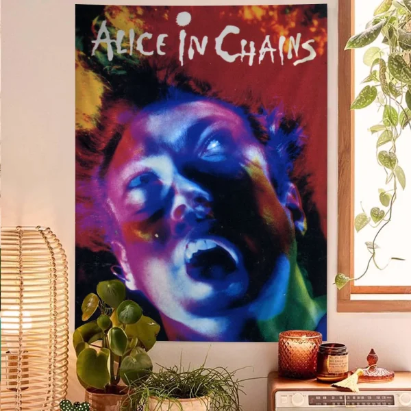 Retro Music Alice In Chains Anime Tapestry for Living Room Home Dorm Decor Home Decor 4
