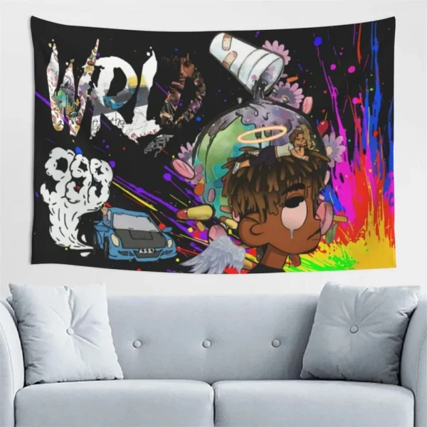 2025 Hot Selling Rapper Tapestry Juice Wrld Singer Tapestry Rapper Poster Wall Hanging Art Decor for Living Room Bedroom Dorm 1