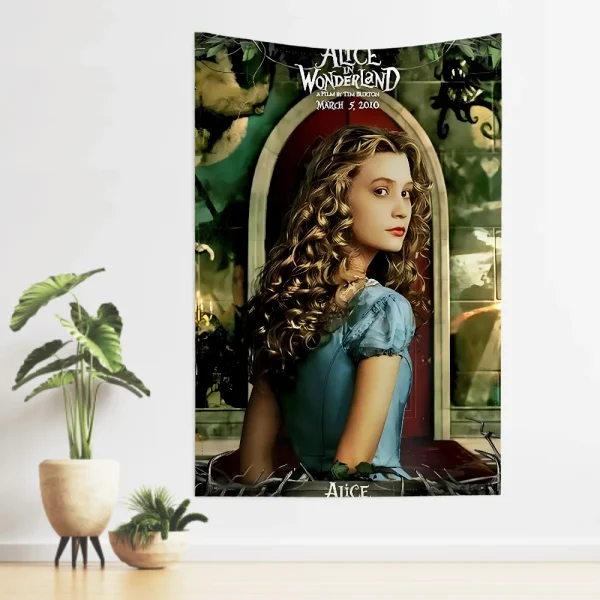1pc MovieIn Wonderland Alice A-Adventures Tapestry Room Decor Wall Cloth Party Hanging Background Room Decor Baby Room 2