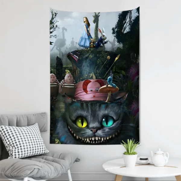 1pc MovieIn Wonderland Alice A-Adventures Tapestry Room Decor Wall Cloth Party Hanging Background Room Decor Baby Room 4