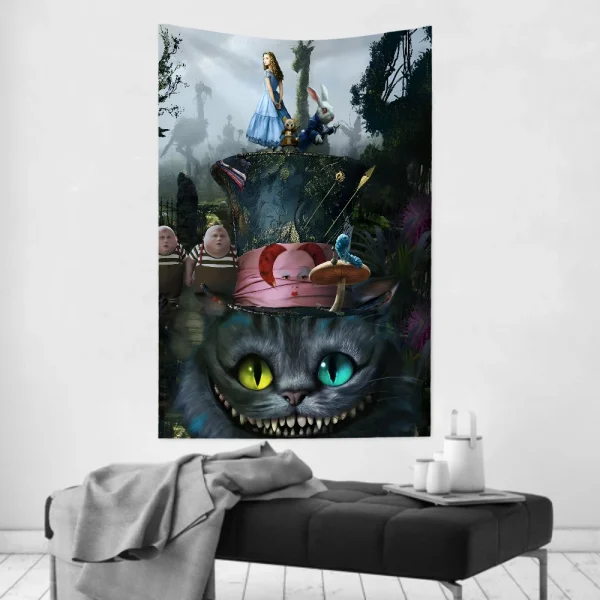 1pc MovieIn Wonderland Alice A-Adventures Tapestry Room Decor Wall Cloth Party Hanging Background Room Decor Baby Room 5