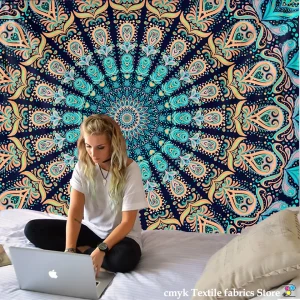 Mandala Tapestry Wall Hanging Boho Decor Wall Cloth Tapestries Psychedelic Hippie Night Moon Tapestry Mandala Wall Carpet 1