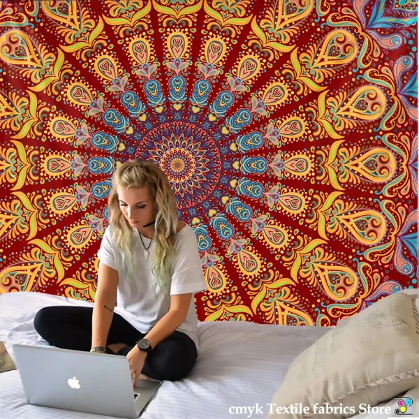 Mandala Tapestry Wall Hanging Boho Decor Wall Cloth Tapestries Psychedelic Hippie Night Moon Tapestry Mandala Wall Carpet 3