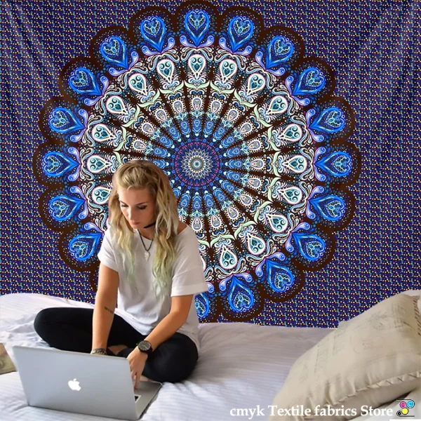 Mandala Tapestry Wall Hanging Boho Decor Wall Cloth Tapestries Psychedelic Hippie Night Moon Tapestry Mandala Wall Carpet 4