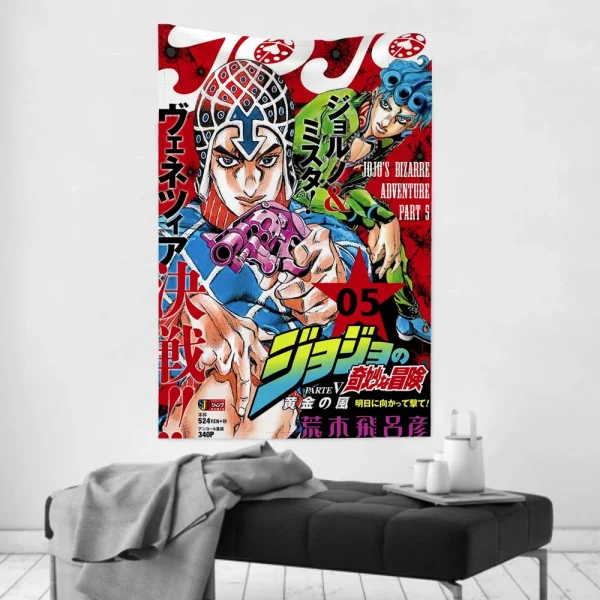 Anime JoJo Bizarre Adventure Tapestry Room Decor Wall Cloth Party Hanging Background Room Decor Baby Room 5