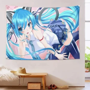 Hatsune Miku Kawaii Anime Polyester Poster Tapestry Wall Art for Bedroom Dorm Room Decor Fans Gifts 1