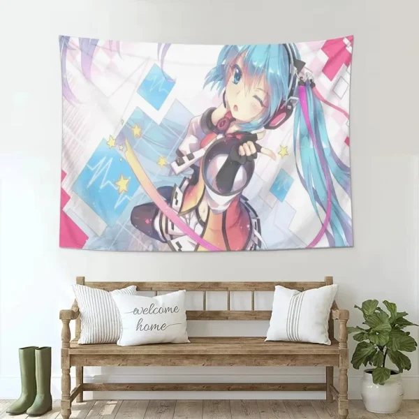 Hatsune Miku Kawaii Anime Polyester Poster Tapestry Wall Art for Bedroom Dorm Room Decor Fans Gifts 2