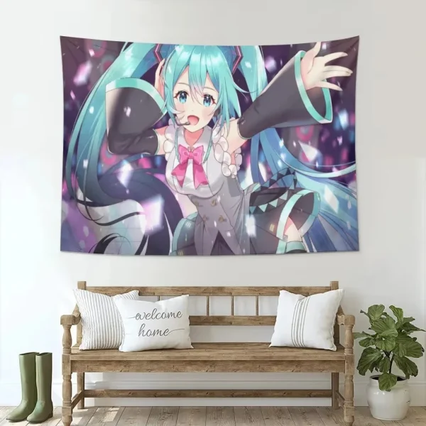 Hatsune Miku Kawaii Anime Polyester Poster Tapestry Wall Art for Bedroom Dorm Room Decor Fans Gifts 4