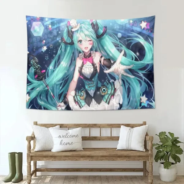 Hatsune Miku Kawaii Anime Polyester Poster Tapestry Wall Art for Bedroom Dorm Room Decor Fans Gifts 5