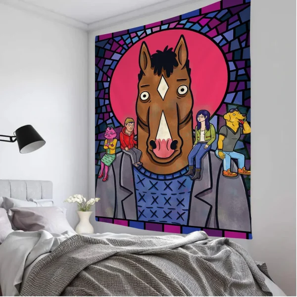1PC Anime B-BoJack H-Horsemans Tapestry Printed Large Wall Tapestry Art Science Fiction Room Home Decor Decor Blanket 3