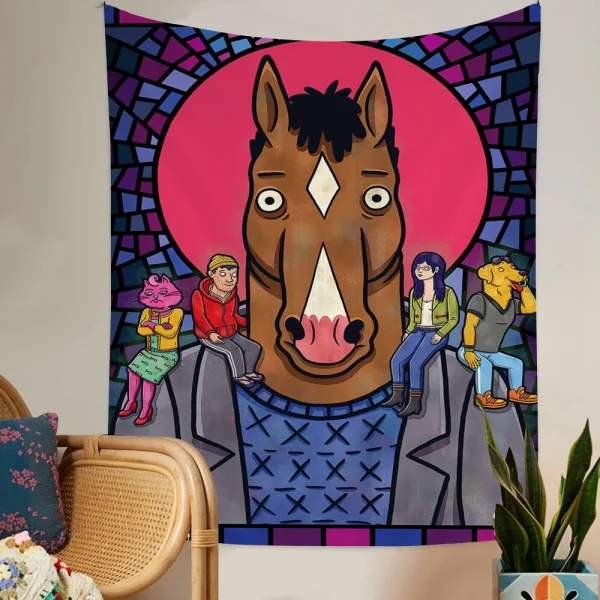 1PC Anime B-BoJack H-Horsemans Tapestry Printed Large Wall Tapestry Art Science Fiction Room Home Decor Decor Blanket 4