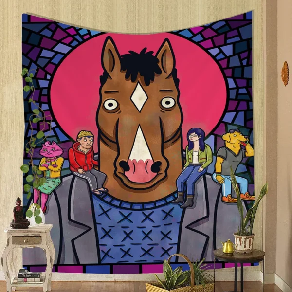 1PC Anime B-BoJack H-Horsemans Tapestry Printed Large Wall Tapestry Art Science Fiction Room Home Decor Decor Blanket 6