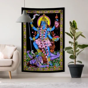 3x5ft Smiler Maa Kali Poster Goddess Maa Kali Killing Lord Shiva Backdrop Maa Kali Tapestry Background Bohemian Aesthetic 1