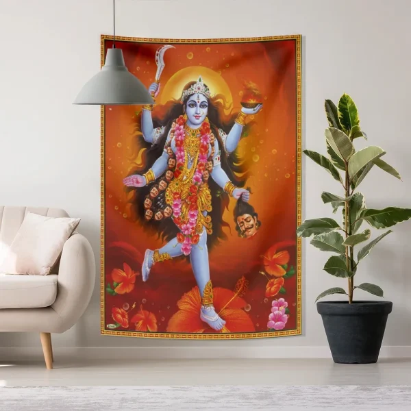 3x5ft Smiler Maa Kali Poster Goddess Maa Kali Killing Lord Shiva Backdrop Maa Kali Tapestry Background Bohemian Aesthetic 4