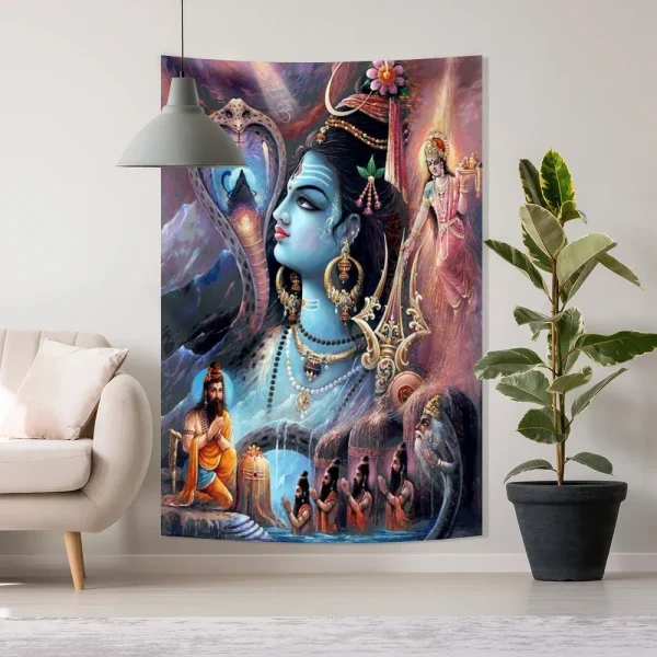 3x5ft Smiler Maa Kali Poster Goddess Maa Kali Killing Lord Shiva Backdrop Maa Kali Tapestry Background Bohemian Aesthetic 6