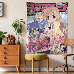 Anime Lucky Star Printed Large Wall Tapestry Hanging Tarot Hippie Wall Rugs Dorm Cheap Hippie Wall Hanging 1