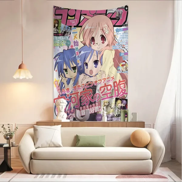 Anime Lucky Star Printed Large Wall Tapestry Hanging Tarot Hippie Wall Rugs Dorm Cheap Hippie Wall Hanging 2