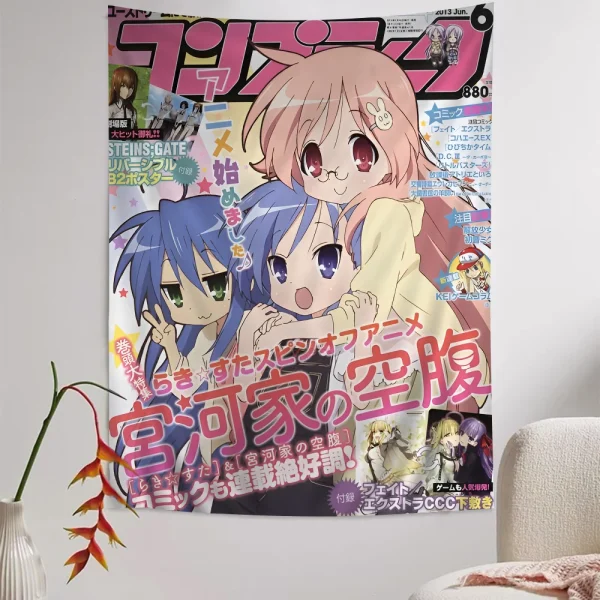 Anime Lucky Star Printed Large Wall Tapestry Hanging Tarot Hippie Wall Rugs Dorm Cheap Hippie Wall Hanging 3