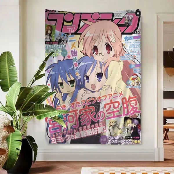Anime Lucky Star Printed Large Wall Tapestry Hanging Tarot Hippie Wall Rugs Dorm Cheap Hippie Wall Hanging 6