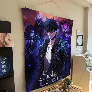 Solo Leveling Anime Cartoon Tapestry Art Science Fiction Room Home Decor Wall Hanging Home Decor 1