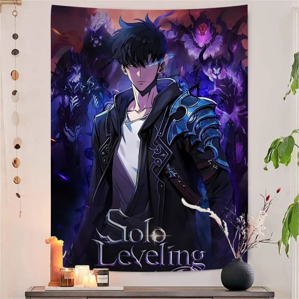 Solo Leveling Anime Cartoon Tapestry Art Science Fiction Room Home Decor Wall Hanging Home Decor 3