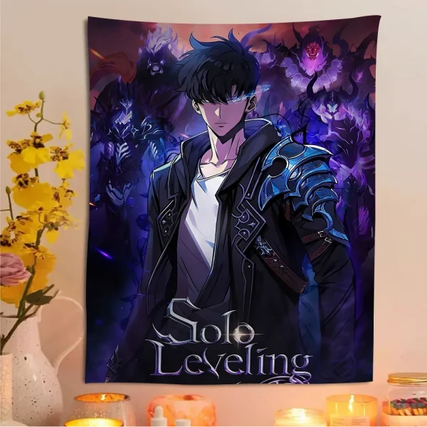 Solo Leveling Anime Cartoon Tapestry Art Science Fiction Room Home Decor Wall Hanging Home Decor 6