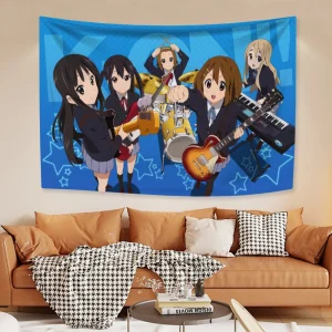 Japanese Anime Wall Hanging Tapestry Kawaii New K-ON! Cartoon Home Decoration Aesthetics Bedroom Dormitory Background 1
