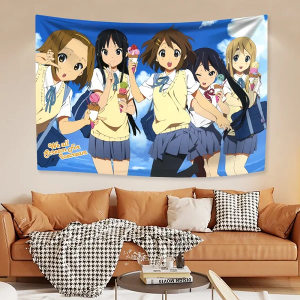 Japanese Anime Wall Hanging Tapestry Kawaii New K-ON! Cartoon Home Decoration Aesthetics Bedroom Dormitory Background 4