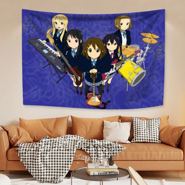Japanese Anime Wall Hanging Tapestry Kawaii New K-ON! Cartoon Home Decoration Aesthetics Bedroom Dormitory Background 5