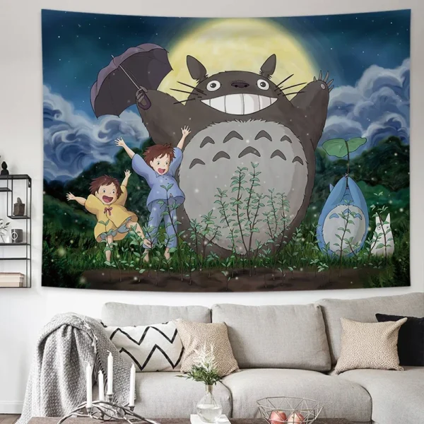 Hayao Miyazaki Totoro Background Cloth Ins Hanging Cloth Anime Hanging Paint Wall Bedhead Tapestry Room Dormitory Wall Cloth 5