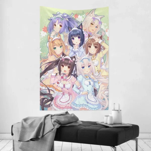 Anime Nekopara Chart Tapestry Room Decor Wall Cloth Party Hanging Background 5