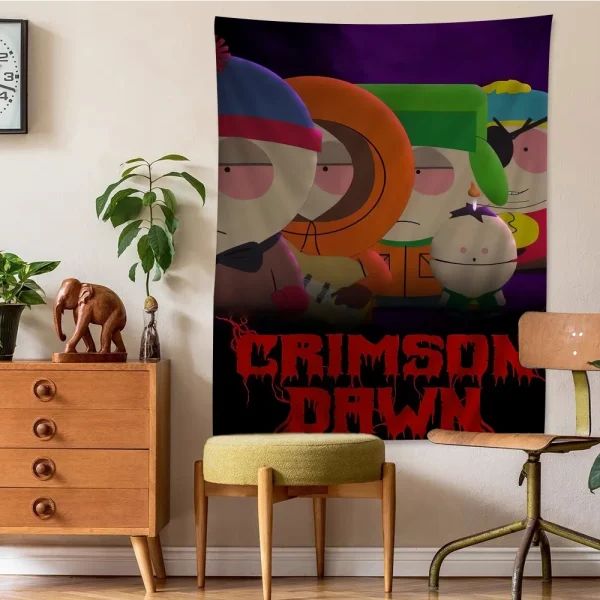 S-South Cartoon Park Tapestry Anime Tapestry Hanging Tarot Hippie Wall Rugs Dorm Wall Hanging Sheets 3