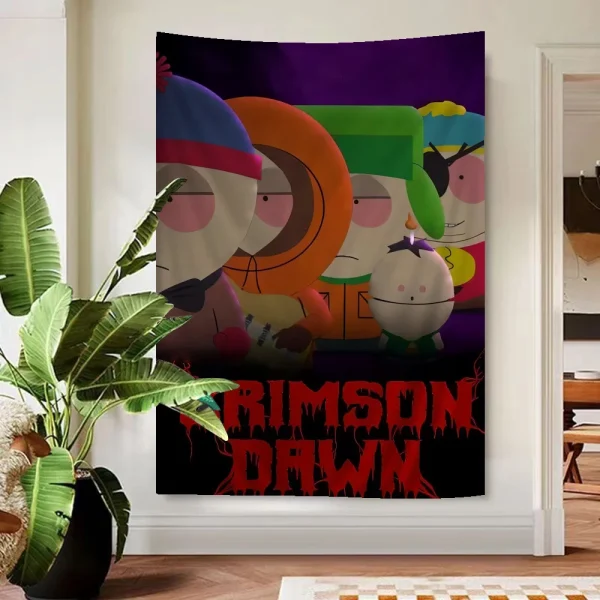 S-South Cartoon Park Tapestry Anime Tapestry Hanging Tarot Hippie Wall Rugs Dorm Wall Hanging Sheets 6