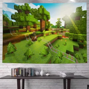 Game M-Minecraft Cartoon Tapestry Art Science Fiction Room Home Decor Wall Hanging Sheets 1