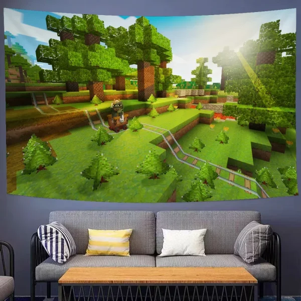 Game M-Minecraft Cartoon Tapestry Art Science Fiction Room Home Decor Wall Hanging Sheets 2