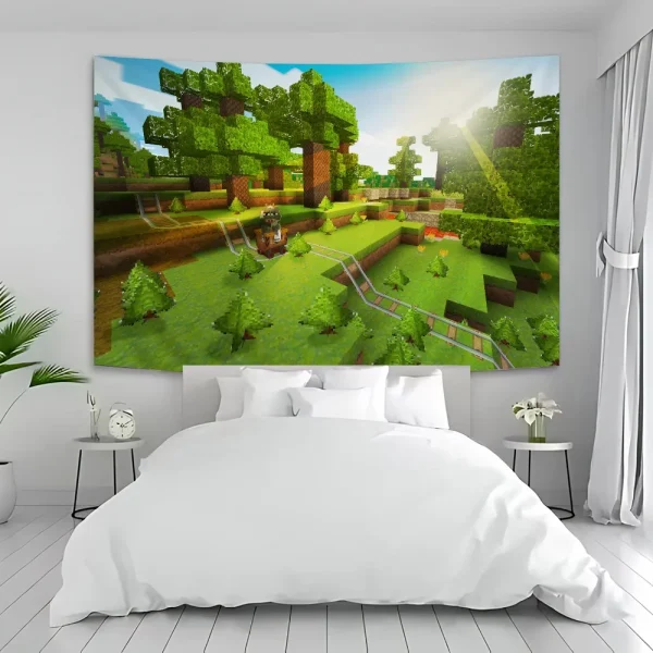 Game M-Minecraft Cartoon Tapestry Art Science Fiction Room Home Decor Wall Hanging Sheets 3