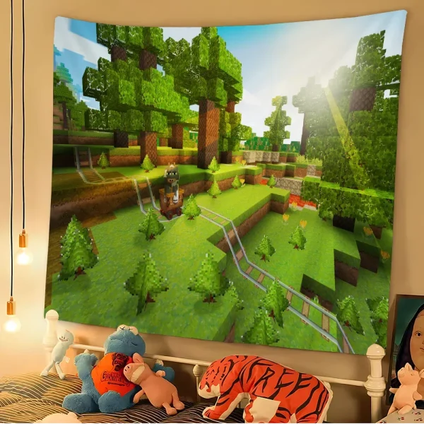 Game M-Minecraft Cartoon Tapestry Art Science Fiction Room Home Decor Wall Hanging Sheets 4