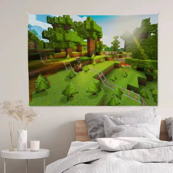 Game M-Minecraft Cartoon Tapestry Art Science Fiction Room Home Decor Wall Hanging Sheets 5