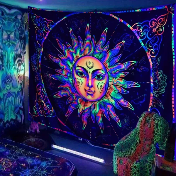 VIKAMA Sun Moon Energy Field Tapestry Illusion Gradient Fabric Bohemian Living Room B&B Room Decoration 1