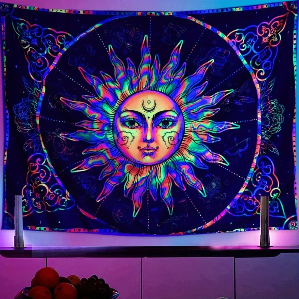 VIKAMA Sun Moon Energy Field Tapestry Illusion Gradient Fabric Bohemian Living Room B&B Room Decoration 2
