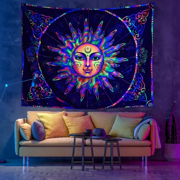 VIKAMA Sun Moon Energy Field Tapestry Illusion Gradient Fabric Bohemian Living Room B&B Room Decoration 3