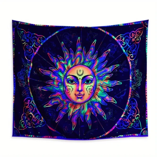 VIKAMA Sun Moon Energy Field Tapestry Illusion Gradient Fabric Bohemian Living Room B&B Room Decoration 4