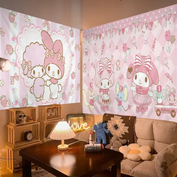 Cartoon Cute M-MelodyS Tapestry Anime Tapestry Hanging Tarot Hippie Wall Rugs Dorm Wall Hanging Sheets 1