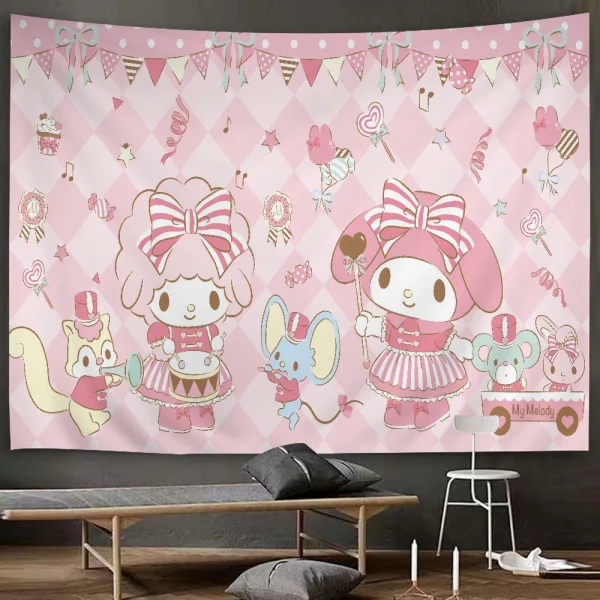 Cartoon Cute M-MelodyS Tapestry Anime Tapestry Hanging Tarot Hippie Wall Rugs Dorm Wall Hanging Sheets 2