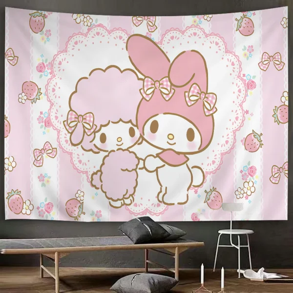 Cartoon Cute M-MelodyS Tapestry Anime Tapestry Hanging Tarot Hippie Wall Rugs Dorm Wall Hanging Sheets 3